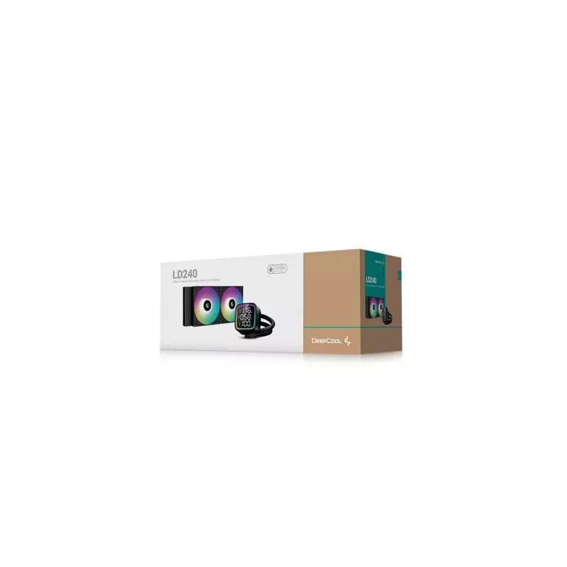 Wielofunkcyjna chłodnica cieczy do procesora DeepCool R-LD240-BKDMMN-G-1 240mm RGB, 2 wentylatory 120mm, PWM, rurki 41cm, radiator aluminiowy