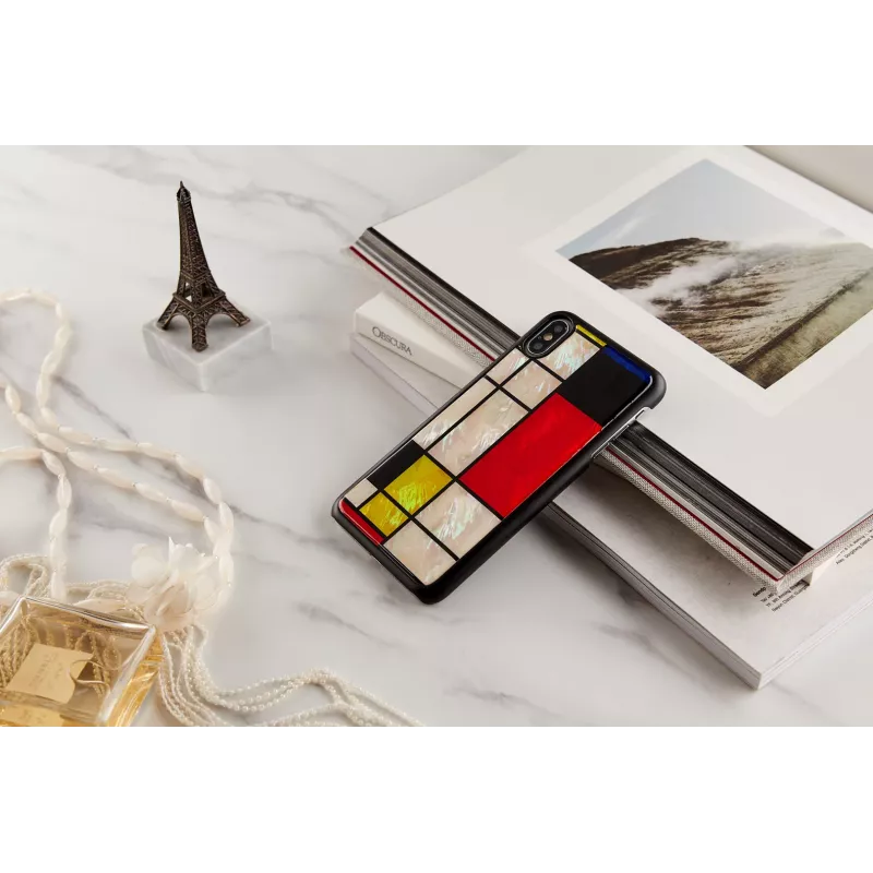 Etui na smartfona iKins do iPhone XS Max Mondrian Czarny – pokrowiec ochronny, twarda skorupa