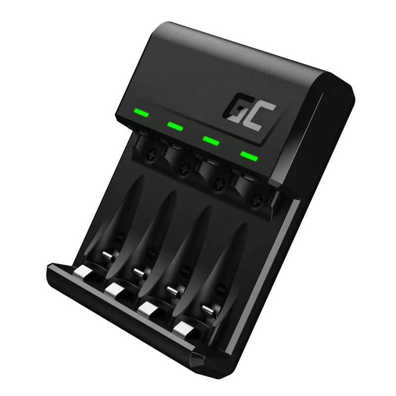 Ładowarka do akumulatorów zielony Cell GC VitalCharger USB, 4 gniazda, AA/AAA, zasilana przez USB, czarna