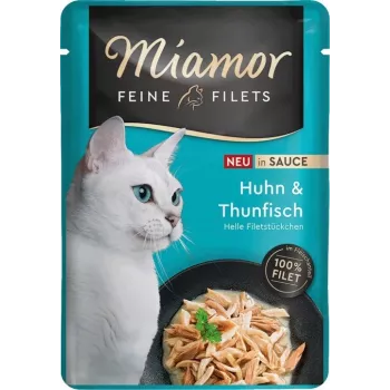 MIAMOR Fine Filets Kurczak z tuńczykiem w sosie - mokra karma dla kota - 100 g