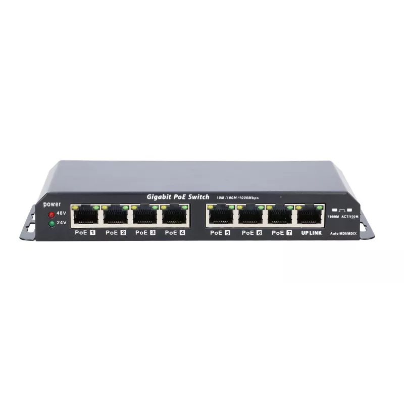 Extralink PoE Switch KRATOS 7x Gigabit PoE, 1x Uplink RJ45, Power Supply 24V 2.5A, 60W