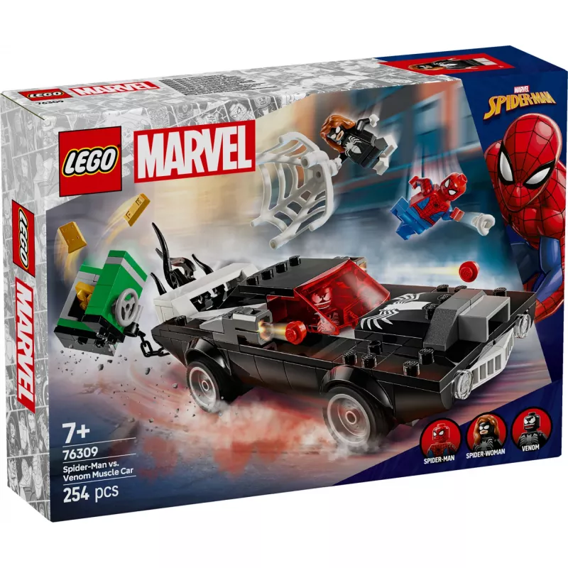 Zestaw konstrukcyjny LEGO Marvel Super Heroes Spider-Man vs. Venom Muscle Car 76309 — 254 elementy, 3 minifigurki, wiek 7+