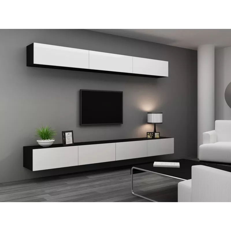 Cama zestaw mebli do salonu VIGO 13 czarny/biały połysk