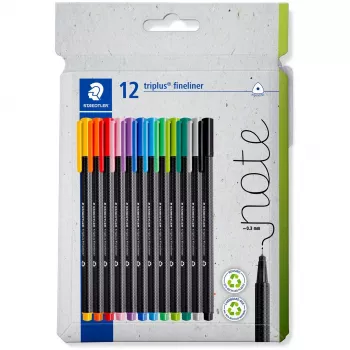 Fineliner Staedtler 334 C12 Superfine Czarny Niebieski Zielony Szary Jasnoniebieski Jasnozielony Pomarańczowy Różowy Czerwony Fioletowy Żółty 12 szt.