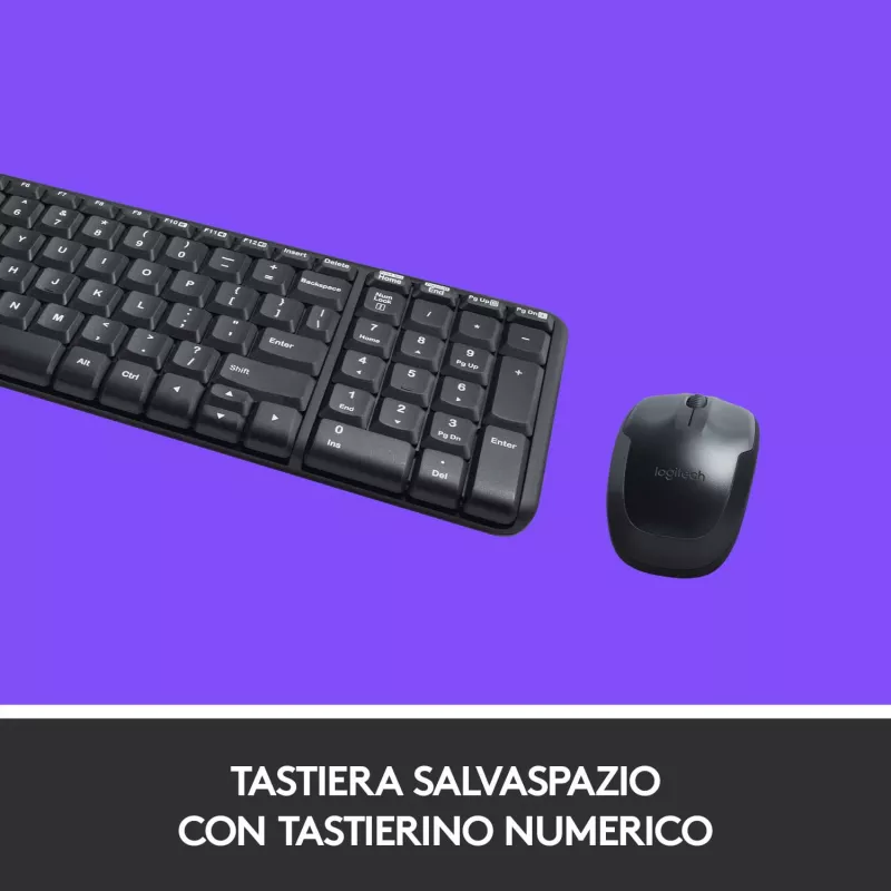 Logitech Wireless Combo MK220 - Zestaw klawiatury i myszy - bezprzewodowy - 2,4 GHz - włoski - ciemnoszary (920-003721)