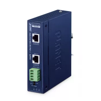 PLANET IP30 Przemysłowy Jednoportowy 10Gbps 802.3bt PoE++ Rozdzielacz 24V