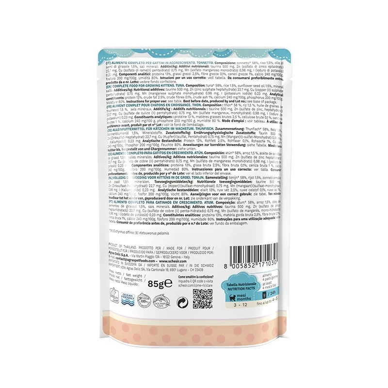 SCHESIR Tuńczyk w galarecie - mokra karma dla kociąt - 85g