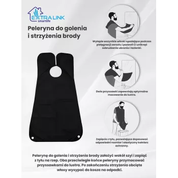 Peleryna do golenia brody Extralink do strzyżenia i przycinania, czarna