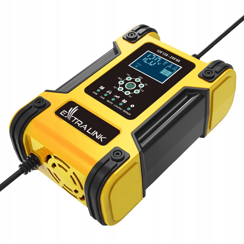 Extralink Shango inteligentna ładowarka akumulatorowa | Prostownik | 100 - 240VAC, 12V 12A, 24V 6A