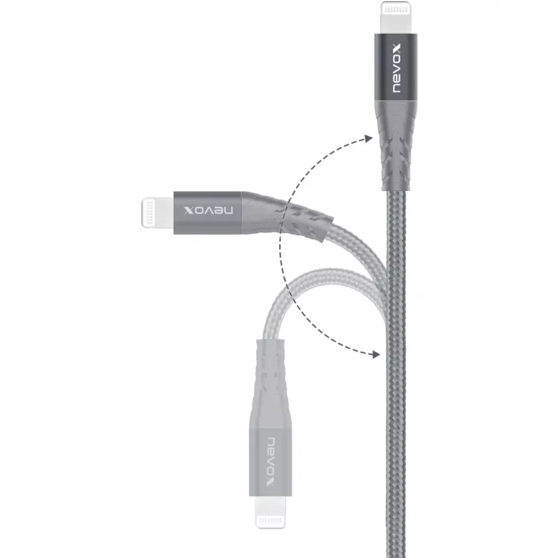 Kabel adapter USB 2.0, wtyczka USB-C > wtyczka Lightning (srebrny/szary, 1 metr, PD, w oplocie)