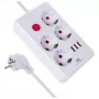 Listwa zasilająca MACLEAN MCE392 W — 4 gniazda F, 3×USB A, 110–240V, maks. 2.1A, 2500W, kabel 1,5 m, biała