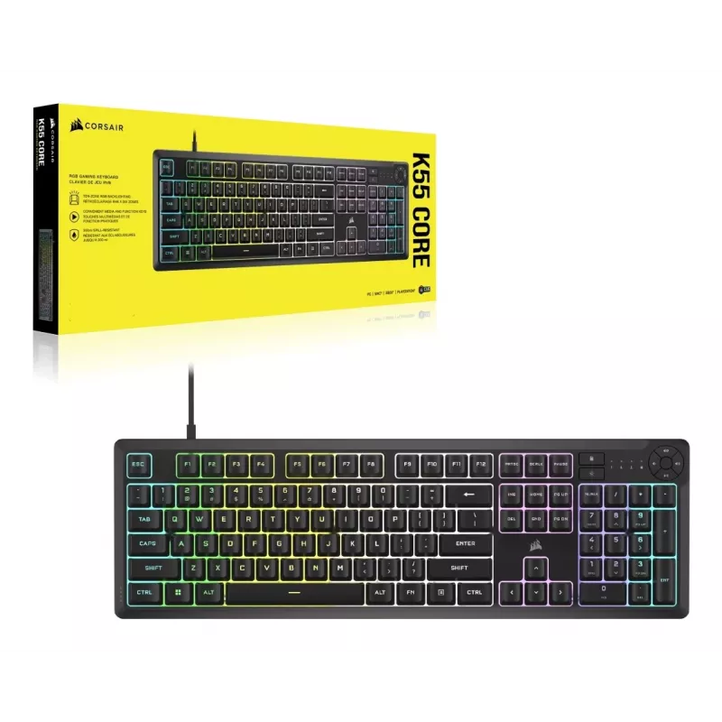 Corsair K55 CORE RGB klawiatura Gaming USB QWERTZ niemiecki Czarny