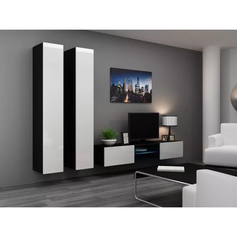 Cama pełna Szafka VIGO '180' 180/40/30 biały/czarny połysk
