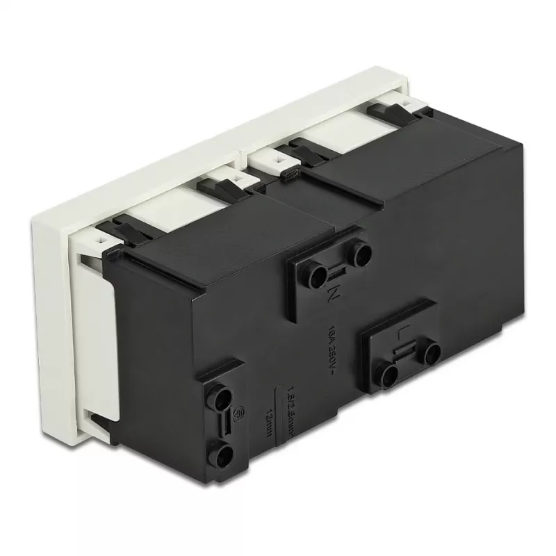 Gniazdo ścienne DELOCK 81423 — CEE 7/3, 16 A, 250 V, biały, ABS/PC, 45×90 mm
