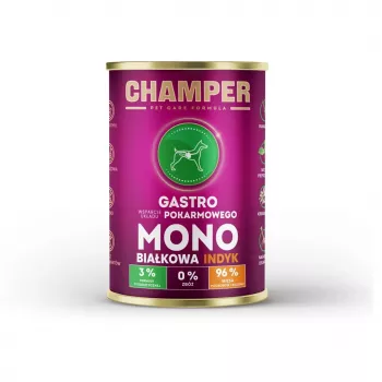 CHAMPER Gastro Monoprotein Indyk - mokra karma dla psów - 400g
