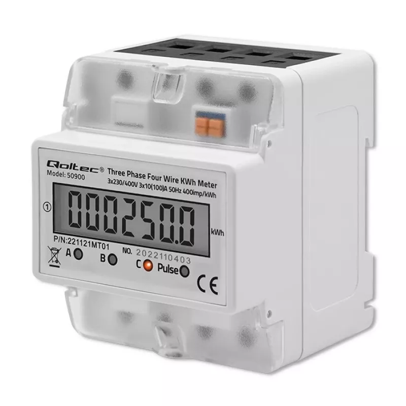 Trójfazowy elektroniczny licznik energii QOLTEC 50900 400V LCD 4P
