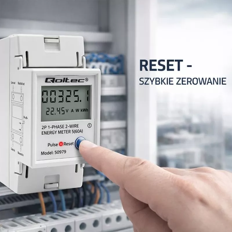 Licznik energii QOLTEC Jednofazowy na szynę DIN 230V (MPN 50979)