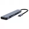 Hub USB Type-C SAVIO AK-82 z HDMI, MicroSD, USB 3.2 Gen1, PD passthrough, 4K@30Hz, 5000 Mbit/s, czarny