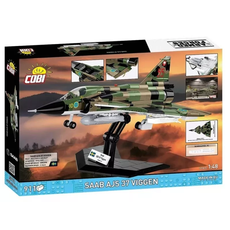 Zestaw konstrukcyjny Cobi Blocks Saab AJS 3 Viggen 911 szt. model do składania, 911 elementów