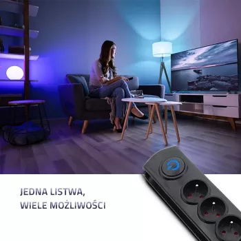 Listwa przeciwprzepięciowa Qoltec 50172 Czarna 6 gniazd AC 230V 5m