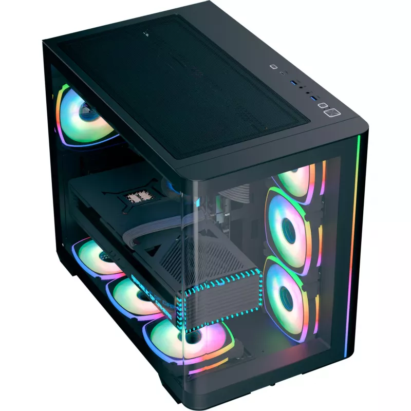 Obudowa komputerowa Tower AEROCOOL P500C EVO-G-BK-v1 z 2 panelami ze szkła hartowanego, czarna