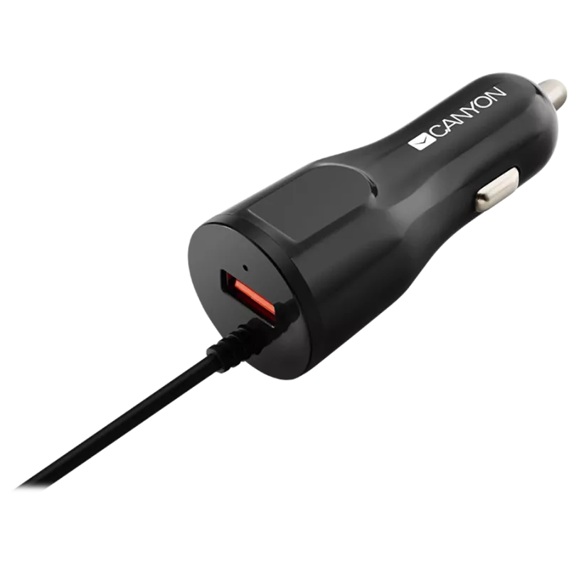 Ładowarka samochodowa CANYON C-033 2.4A/USB-A z wbudowanym Lightning Czarny