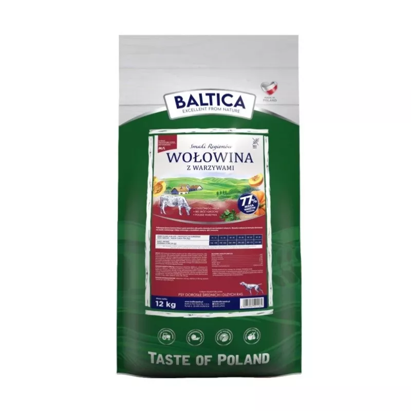 BALTICA regionalne smaki Ras średnich i dużych Wołowina z warzywami - sucha karma dla psów - 12kg