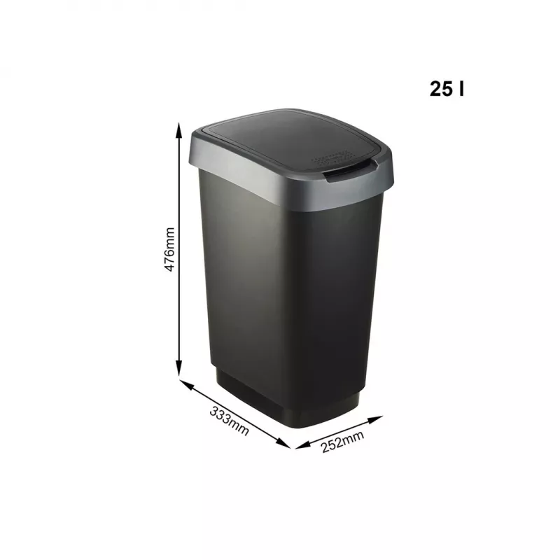 rotho Twist 25 L prostokątny pojemnik do przechowywania z polipropylenu — 25 L, 476×333×252 mm, czarny