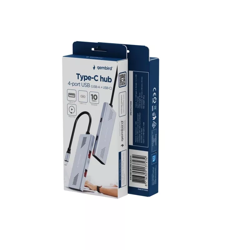 Hub USB Gembird 4-portowy USB 3.2 Gen 2 Type-C z 4 portami Type-A i Type-C