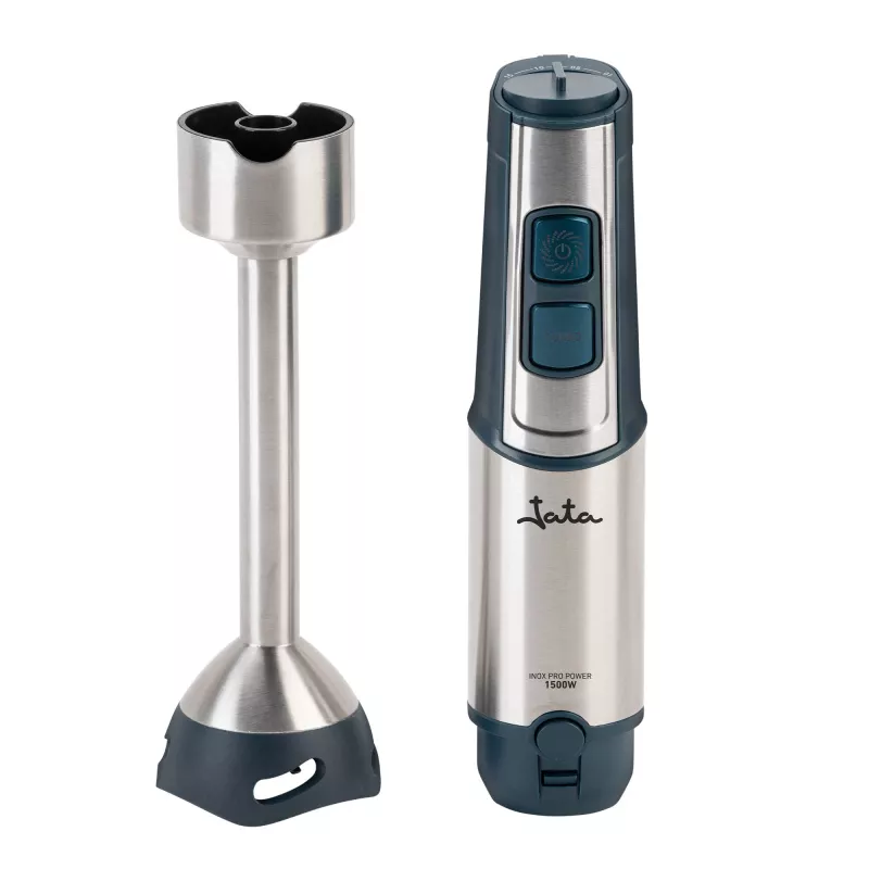 Blender ręczny Jata JEBT1854 — 1500 W, do 14 500 obr./min, ostrza ze stali nierdzewnej, ciemnoniebieski