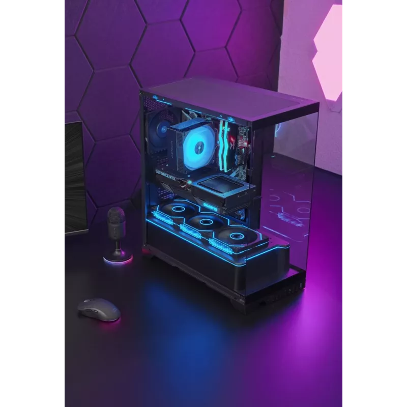 TACENS Mars Gaming MCPRISMA Midi Tower PC case, Czarny, tempered glass, supports ATX/Micro-ATX/Mini-ITX, 2x3.5 inch + 2x2.5 inch bays