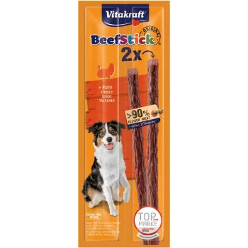 Przysmak dla psa Vitakraft Beef Stick z indykiem, hipoalergiczna przekąska, 2 x 12 g, białko 29%, tłuszcz 26%