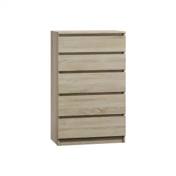 Komoda top e shop M5 SONOMA — 5 szuflad, wykończenie w kolorze dębu, 700×400×1120 mm, płyta wiórowa