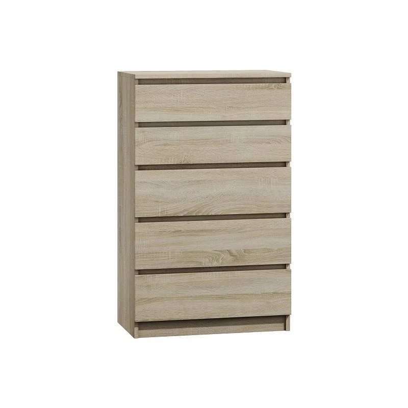 Komoda top e shop M5 SONOMA — 5 szuflad, wykończenie w kolorze dębu, 700×400×1120 mm, płyta wiórowa