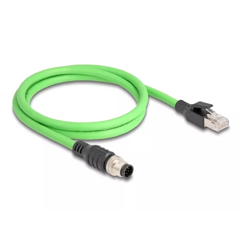Kabel sieciowy DeLOCK M12 Kabel A-kodowany 8-pinowy męski na RJ45 męski PUR (TPU) 1 m