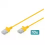 Kabel krosowy DIGITUS CAT 6 U-UTP cienki, 2 m, żółty, opakowanie 10 szt.