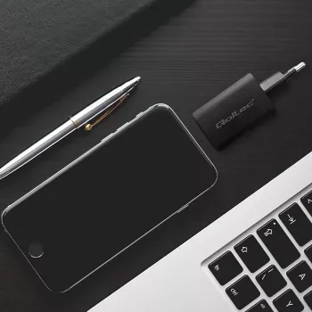 Qoltec 50766 Ładowarka do urządzeń mobilnych Laptop, Przenośna konsola do gier, Power bank, Smartfon, Smartwatch, Tablet Czarny AC Szybkie ładowanie Wewnętrzna