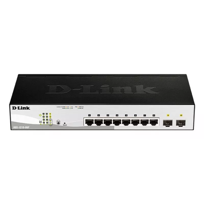 D-Link DGS-1210-08P/E Zarządzany przełącznik L2 Gigabit Ethernet (10/100/1000) Power over Ethernet (PoE) Czarny
