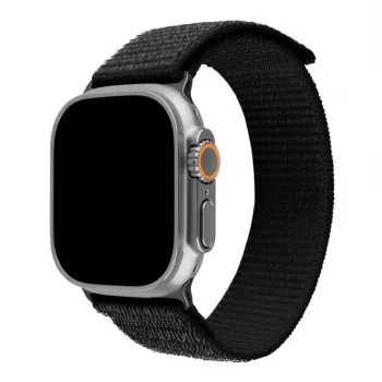 Zamienny pasek nylonowy FIXED Sporty Strap Fixed FIXNST2-1029-BK do Apple Watch Ultra 49 mm, czarny, długość 160–210 mm