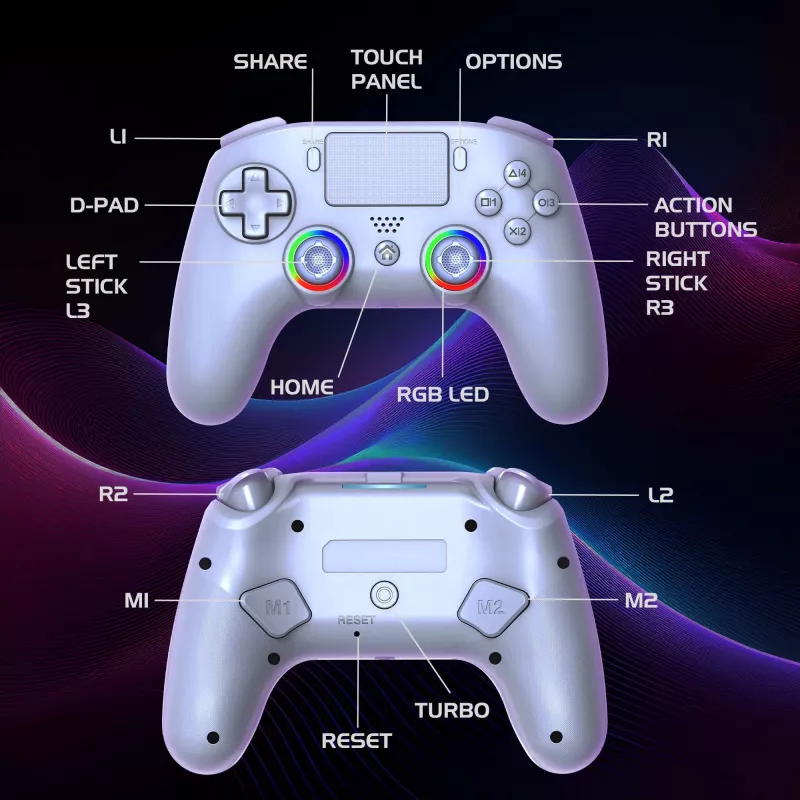 Gamepad Subsonic PS5 Wireless LED Controller biały D-pad Home Options Share