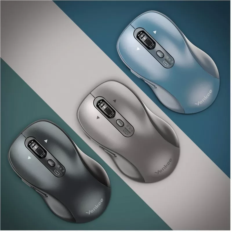 Mysz bezprzewodowa YENKEE YMS2010BE ergonomiczna dual-mode, 2.4 GHz USB + Bluetooth 5.1, 4-poziomowe DPI 1000–3200, 6 przycisków