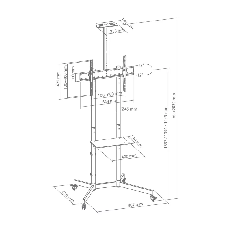 Uchwyt ścienny SBOX FS-401-2 do wyświetlaczy 37–70 cali, nośność 45 kg, płyta 600×400 mm