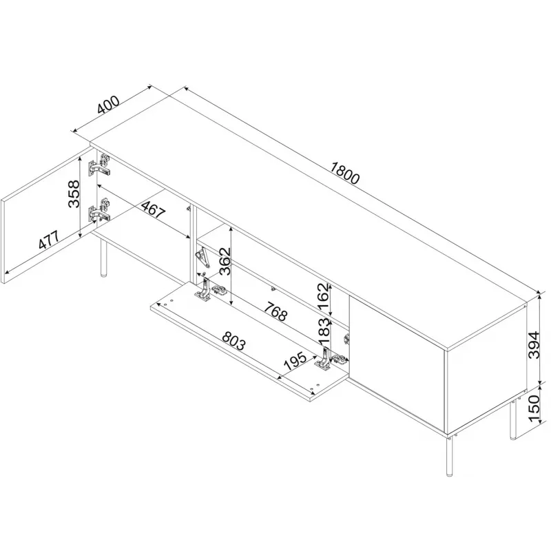 Cama EF TRESSE szafka RTV 180x40x54.5 kaszmir matowy