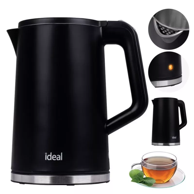 Czajnik IDEAL 1,7 l, korpus stalowy, moc 1500 W, czarny