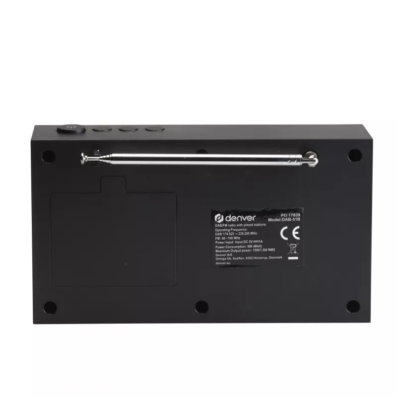 Radio DENVER DAB-51B — kompaktowe radio cyfrowe DAB+/FM/AM, czarne