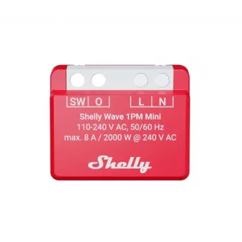 Inteligentny przekaźnik podtynkowy Shelly 1PM — jednokanałowy miniprzełącznik Z-Wave, 110–240V, 8A, 2000W, 868,4 MHz