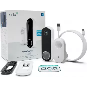 Wideodomofon Arlo Essential 2K Chime 180° pole widzenia przewodowy bezprzewodowy