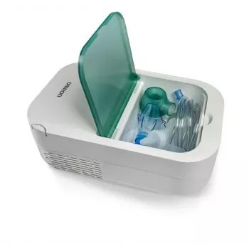 Nebulizator stołowy Omron NE-C301-E — zasilany sieciowo, pojemność 12 ml, maska dziecięca i ustnik, biały