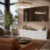 Szafka RTV cama meble LIVERTI 2000x420x480 mm, biała, blat z płyty wiórowej