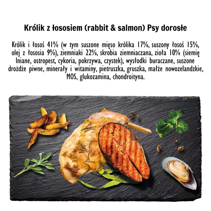 PAKA ZWIERZAKA Królik z łososiem M - sucha karma dla psa - 9kg